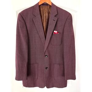 Apollo King Vintage Burgundy Textured Blazer Sport Coat Patch Pockets